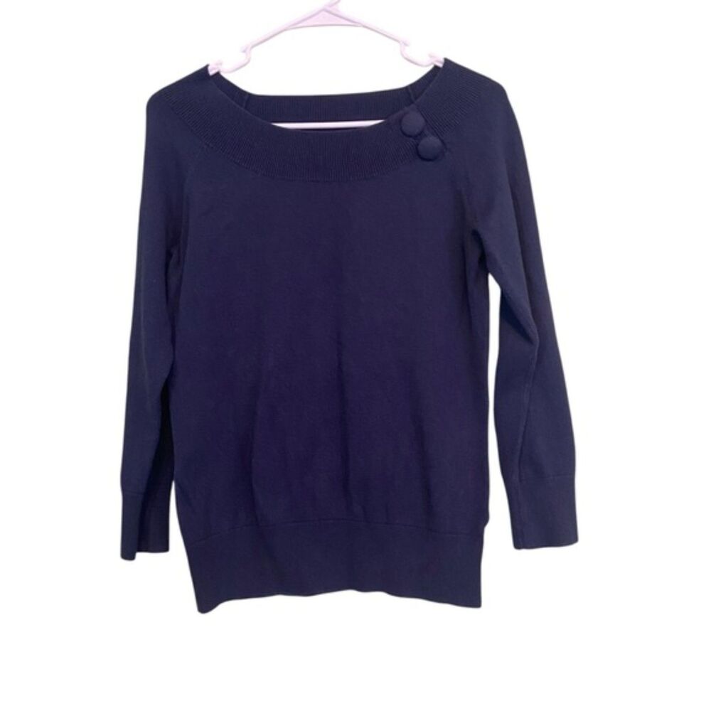 Banana Republic Navy Knit Button Detail Basic Sweater Size Medium